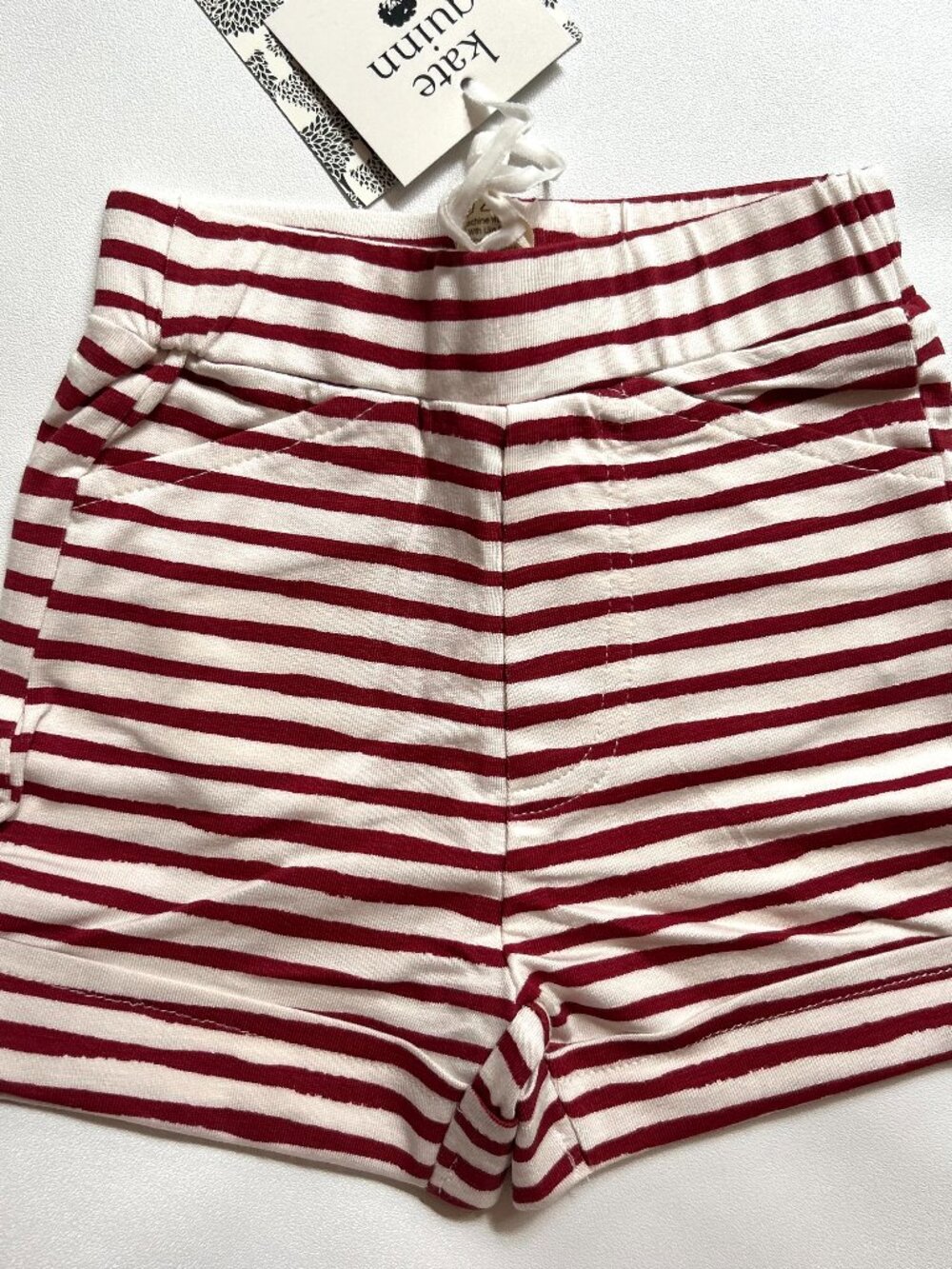 NWT Kate Quinn Red and White Stripe Bamboo Shorts 3-6M